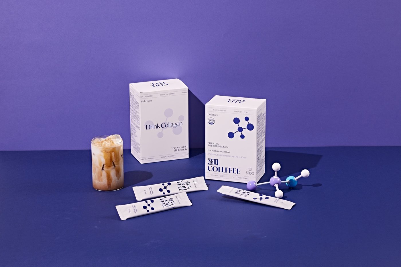 Boxes and sticks on purple