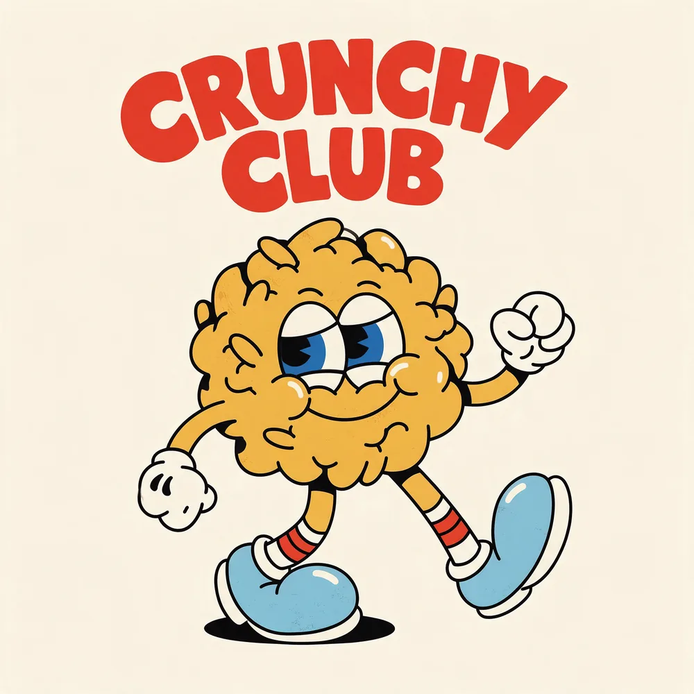 Exploration: single granola character walking beside the logo