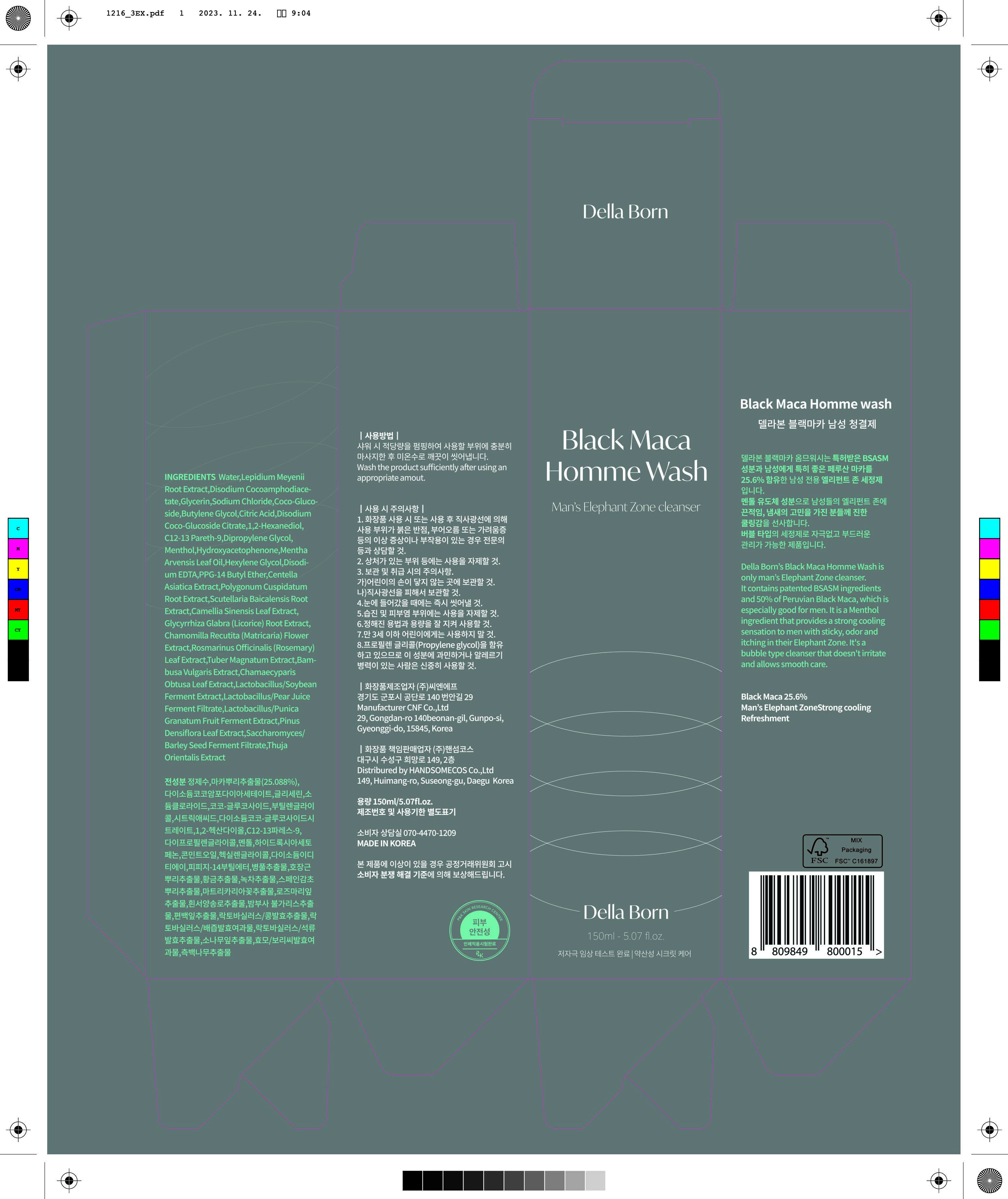Homme box print file with crop marks and colour bars